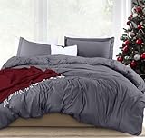 Utopia Bedding 3pc Duvet Cover Set with 2 Pillow Shams, (Queen Grey)