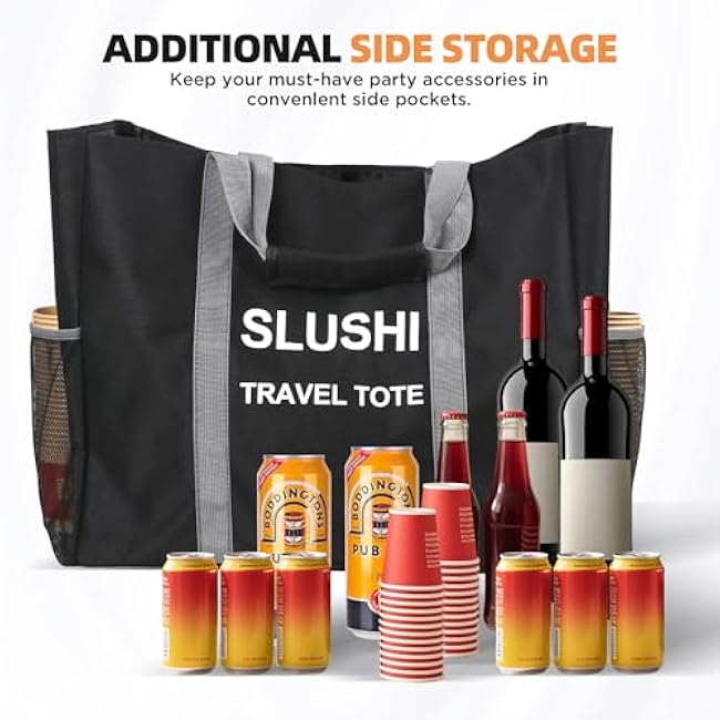Travel Party Tote for Ninja Slushi Machine FS300 Series and FS299, Slushie Carrying Bag, Slushie Machine Accessories (Black)