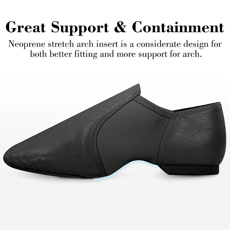 Jazz Shoes Leather Sole Slip-on Dance Shoes for Girls Boys,Black Brown (Toddler/Little Kid/Big Kid)3