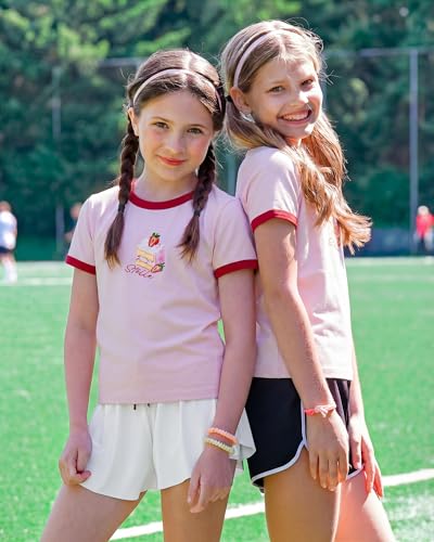 Image of Stelle Girls Graphic Tees Short Sleeve Girls Shirts Cute Tops Crew Neck Casual Basic Summer T-Shirt for Kids Teen 4-15 Years