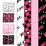 NICROHOME EUR Valentine's Day Gift Wrapping Tissue Paper, 24 Sheets Red Heart XOXO Gift Wrap Tissue Paper, Red Black DIY Craft Art Paper for Valentines Birthday Wedding Party Supplies, 15x20Inch
