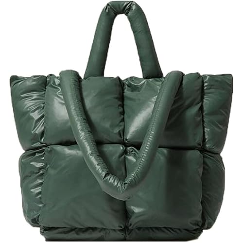 Lightweight Puffer Tote Purse Quilted Women Luxury Handbag Soft Shoulder Bag