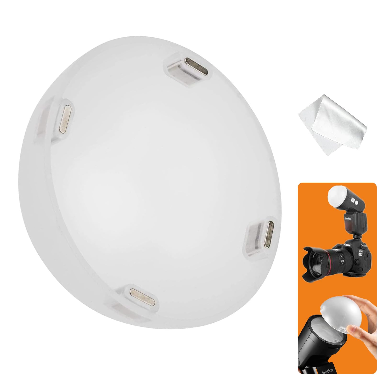 Godox AK-R11 Dome Diffuser, Compatible for godox H200R Round Flash Head, for V1Pro V100 V1 AD200 Pro, AD200 AD200Pro II AD200ProII Camera Flash