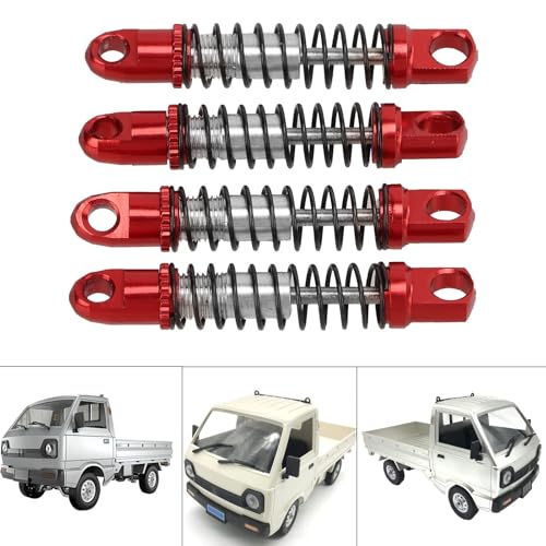 Image of 4 Set Metal Front Rear Shock Absorber, Aluminum Alloy RC Car Damper for WPL D12 1 /10 RC Car Upgrades Parts(Red)