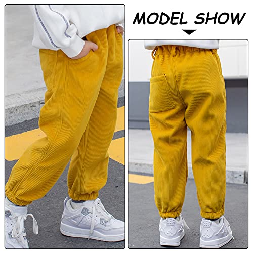 Happy Cherry Boys Girls Corduroy Harem Pants for Kids Elastic Waist Joggers Solid Color Fleece Line Trouser 4-9 Years3