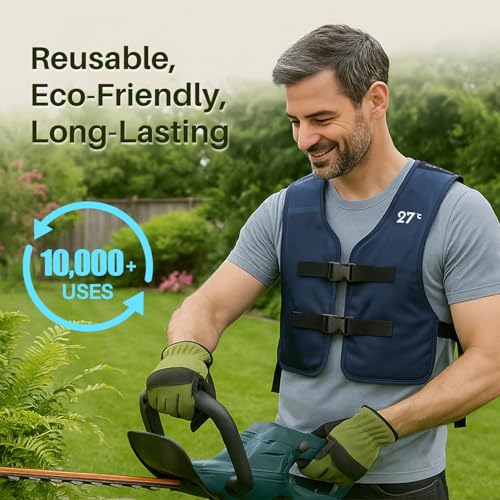 Image of Auto-Freezing Cooling Vest for Men and Women, 27C /80.6F Ice Vest for Garage, Yardwork, Poolside, Backyard, BBQs