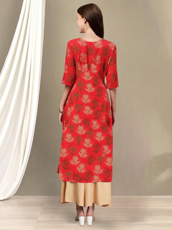 Pinkmint Women's Cotton Kurti's L Fancy Printed Kurta L Regular Home Wear L Printed Cotton Kurti (Pack Of 1) Red