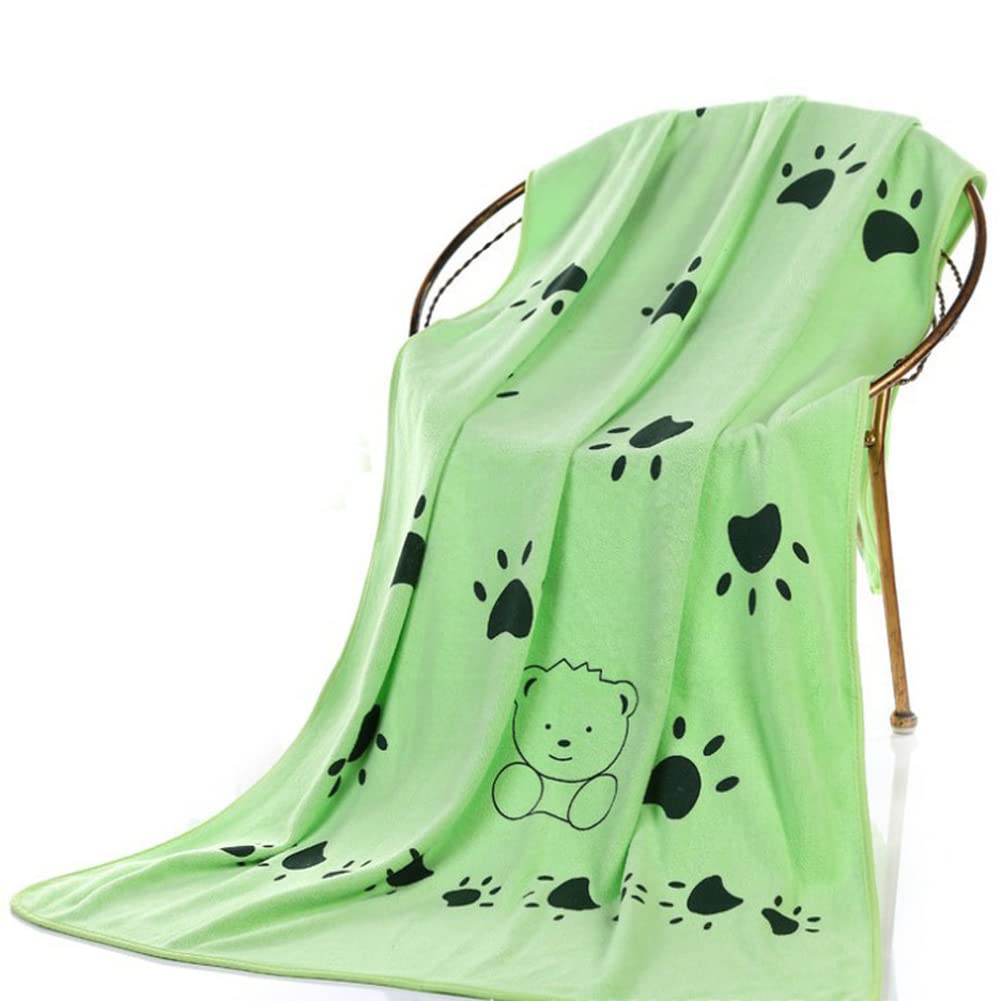 LSOAARRT 140 * 70cm Pet Microfiber Towels Quick Drying Towels for Cat Dog, Absorbent Towels Bathrobe Towel Pet Blanket Beach Towel for Small Medium Animals (Green)