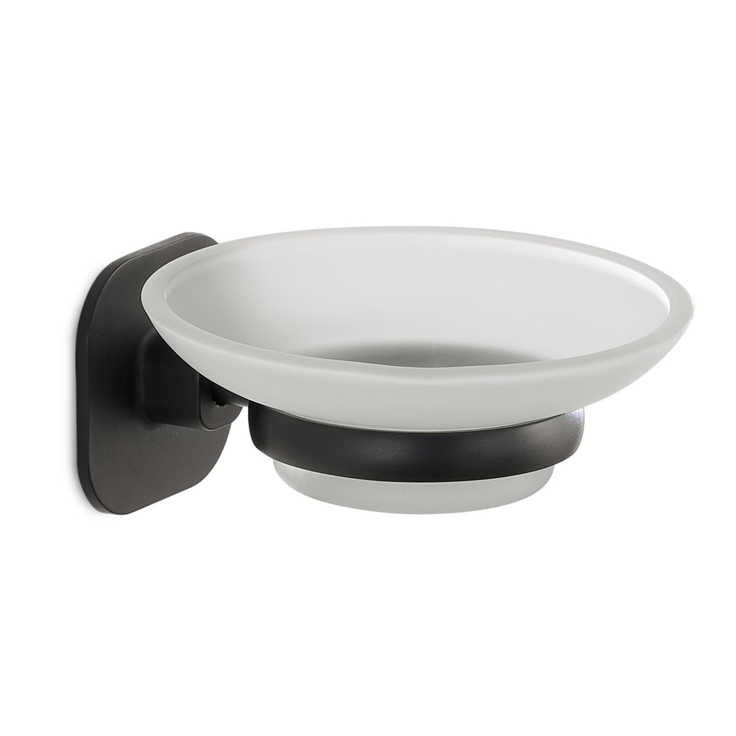 GEDY Teide Soap Dish Stainless Steel and Cromall Black Finish, Dimensions 5.2 x 11 x 11 cm and Weight 0.294 kg
