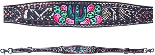 Bar H Equine Caballo de cuero americano con tachuelas para cabeza de una oreja  Cuello de pecho  Cabecera de banda de frente  Correas de estímulo