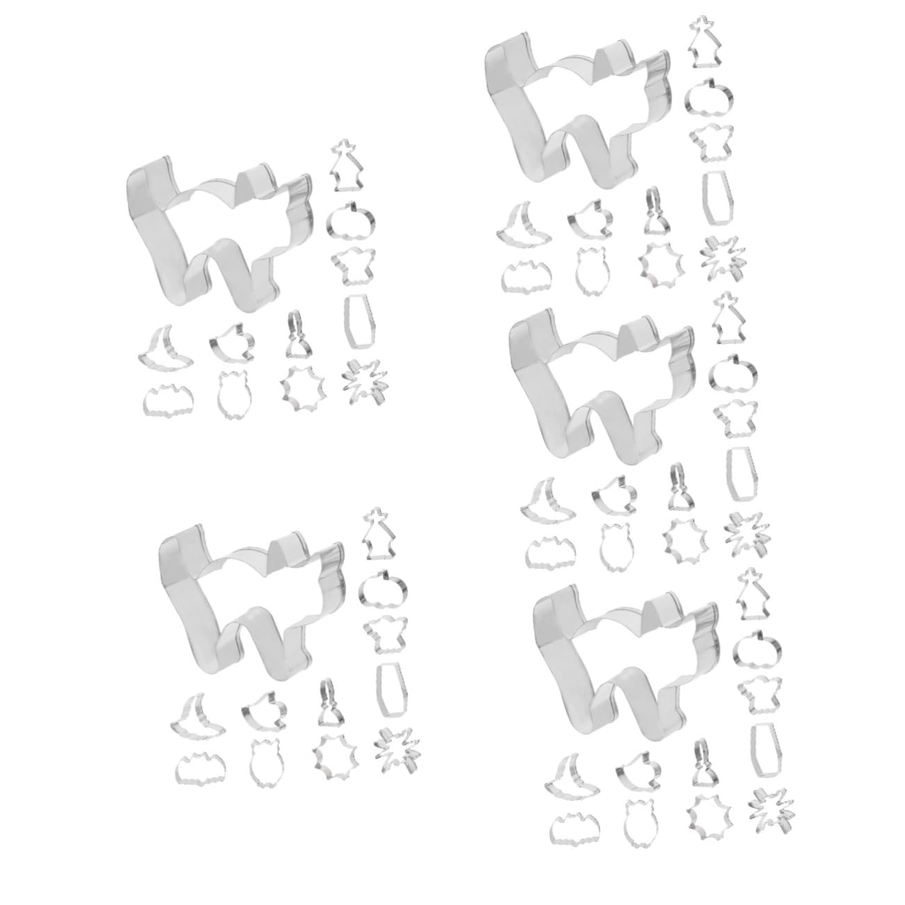 MAGICLULU 5 Sätze Backform Keksdekorationsvorräte Urlaub Halloween Dekoration Halloween-dekoration Schneidematte Keksform Entzückender Keksausstecher Edelstahl 430 Silver 12 Stück * 5