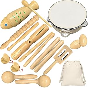 Instrumentos Musicales Infantiles, Ulifeme Percusion Musicales Madera Set para Niños, Juguete Cumpleaños, Desarrollo Educativo Juguetes Musicales para Bebé de 3 4 5 6 Años