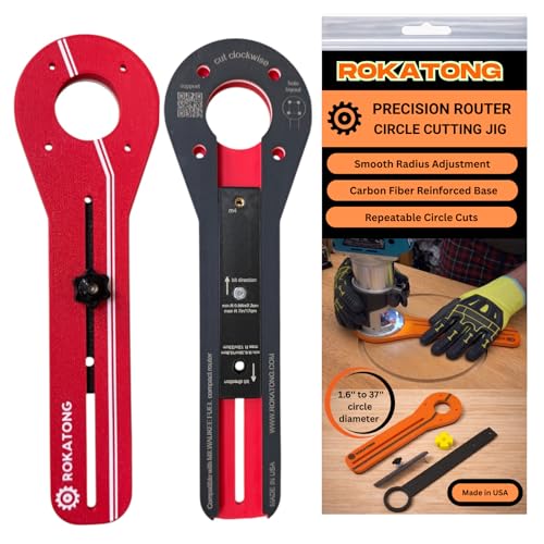 ROKATONG Trim Router Circle Cutting Jig Base Plate for Milwaukee M18 Fuel 272320 CarbonFiber Reinforced Radius Guide Adjustable 1.635 Circle Cutting Jig for Trim Routers Made in USA
