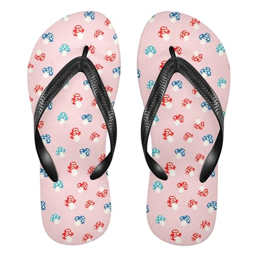 Burbuja Cute Mushrooms Flip Flops for Women Men, Soft Thong Sandals Rubber Slippers for Pool Beach Essentials