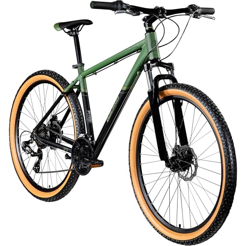 Galano Toxic 27,5 Zoll Fahrrad Hardtail MTB Damen und Herren 165-190 cm Mountain Bike MTB Rahmen Unisex Rad Alu-Mountainbike (schwarz/Khaki, 46 cm)