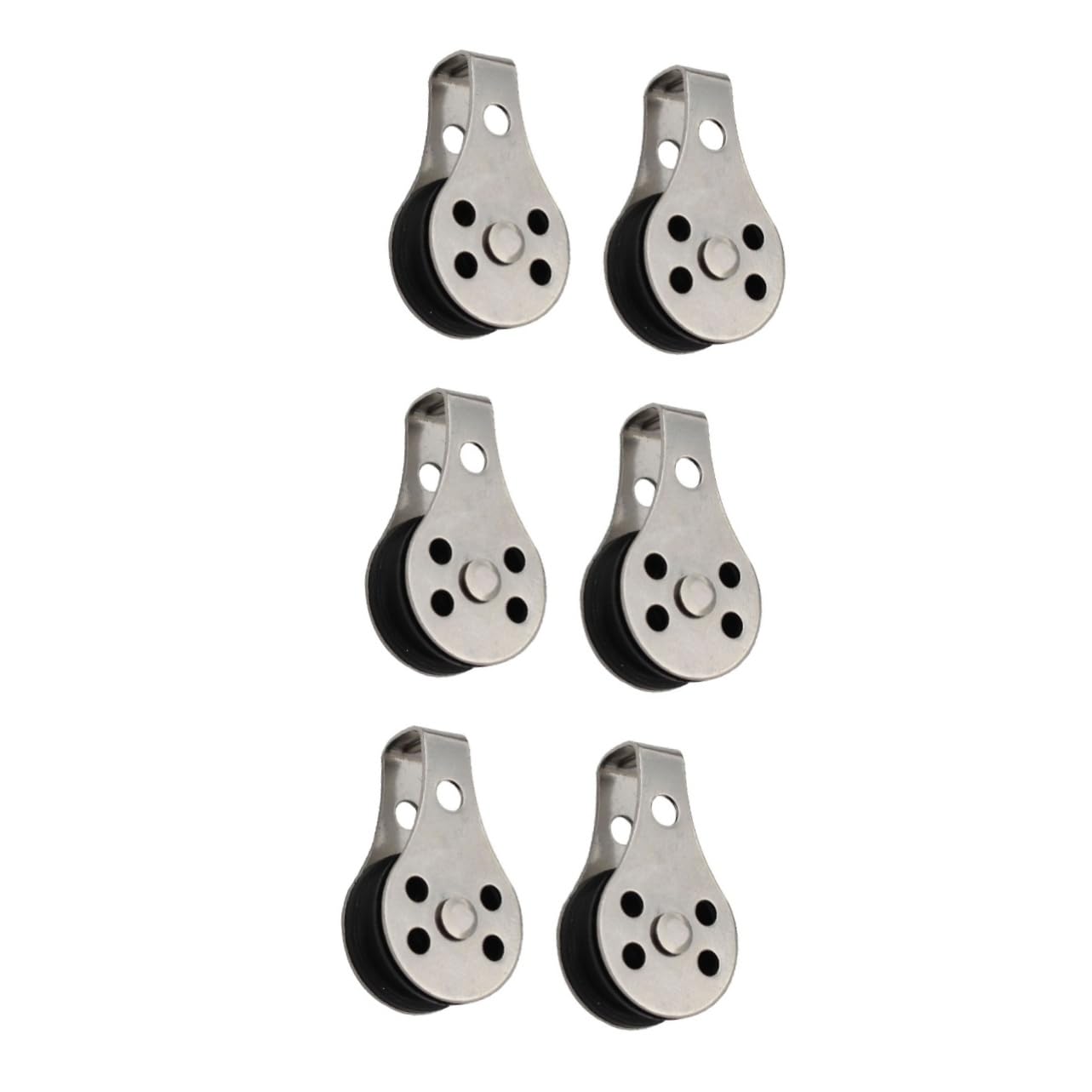 YARNOW 3sets Adjustable Camping Rope Pulley Stainless Pulley Fishing Net Hoist Wheel 2pcs*3