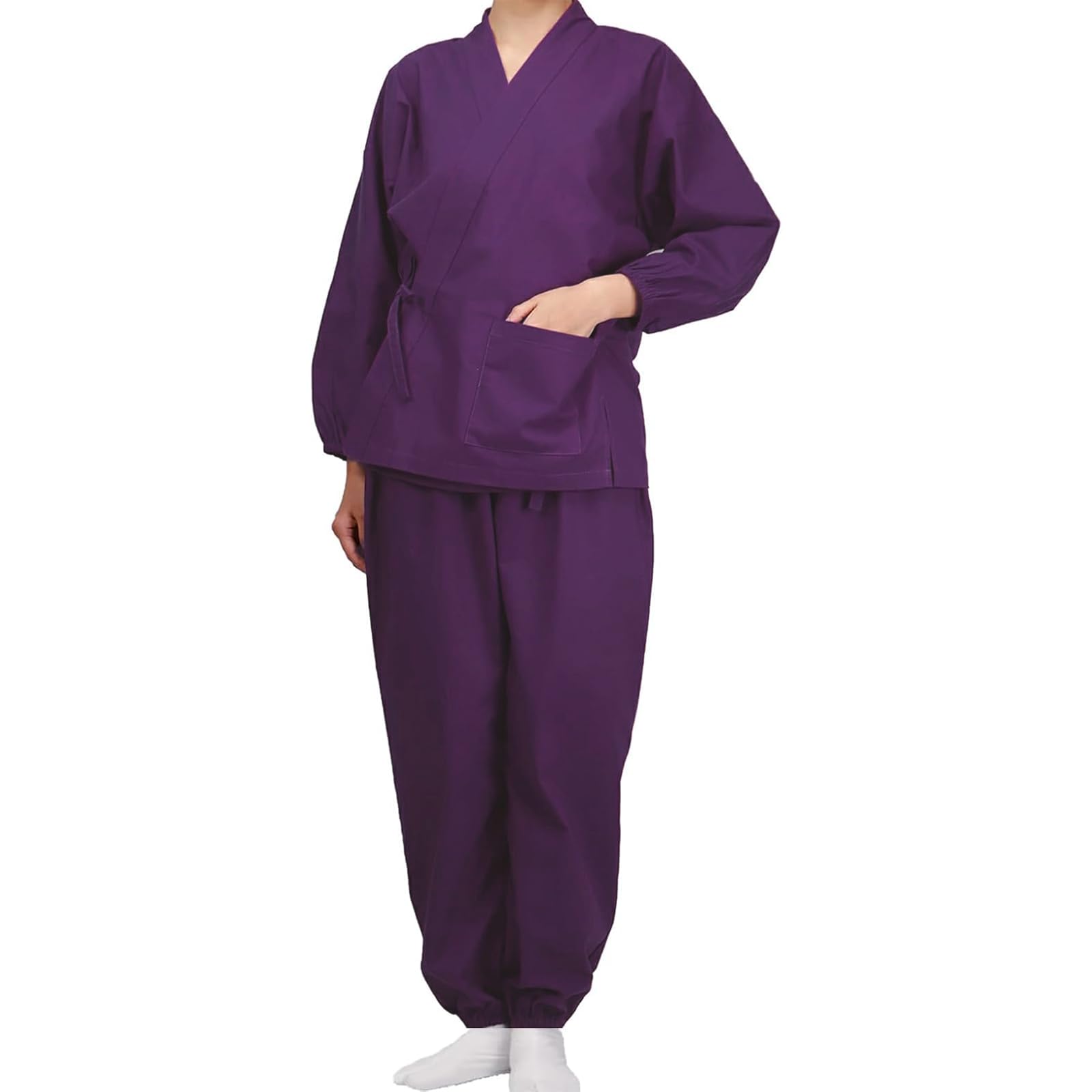 [TOuWA] Women's Samue Work Clothes, Washable, Plain, All-Season, Yukata, Jinbei, Sleepwear, Pajamas, Loungewear, Top and Bottom Set, purple, LL : Clothing, Shoes & Jewelry