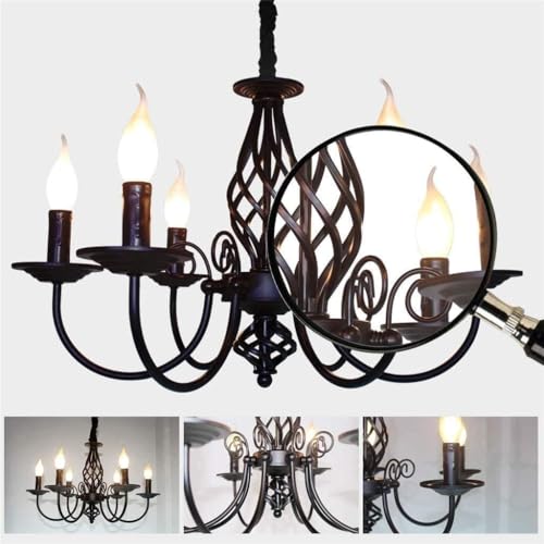 Lustre classique aristocratique E14 suspension réglable en fer - 5