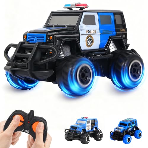 Pup Go Polizeiauto Ferngesteuert mit Licht für Kind 3-9 Jahr, Robust Polizei Auto Spielzeug Kleinkind, Mini RC Auto Monstertruck Offroad Indoor Outdoor, Weihnachten Geburtstagsgeschenk Junge, Schwarz Pup Go Polizeiauto Ferngesteuert mit Licht für Kind 3-9 Jahr, Robust Polizei Auto Spielzeug Kleinkind, Mini RC Auto Monstertruck Offroad Indoor Outdoor, Weihnachten Geburtstagsgeschenk Junge, Schwarz