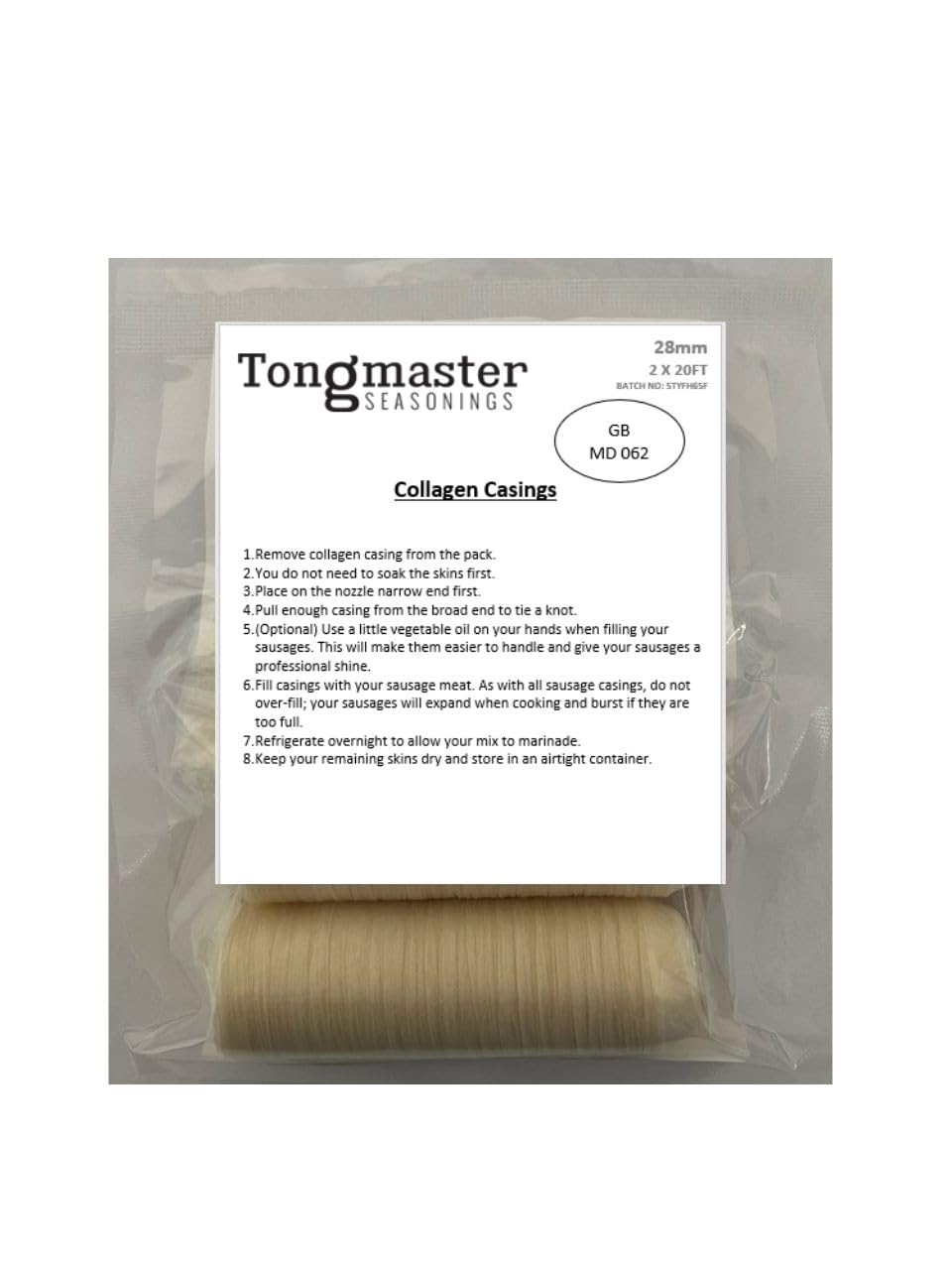 2 Pack of Collagen Edible Sausage Casing Skins (28mm Diameter) 40ft in Total