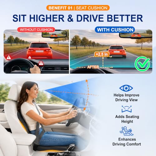 Image of Lofty Aim Car Seat Cushion and Lumbar Support Pillow Set, Car Back Support