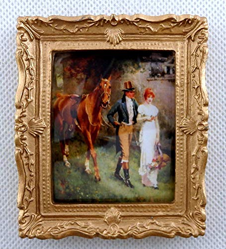 Melody Jane Dolls Houses Edwardian Romance Picture Painting Gold Frame Miniature Accessory