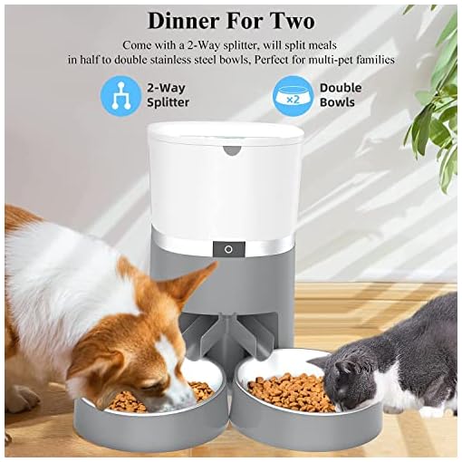 ALUKE Cat Feeder, Automatic Cat Feeder for Double Pets, Pet Feeder Dog