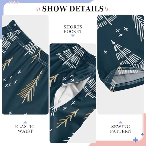 Boys' Pants Christmas Trees Navy Long Bottoms Jogger Pants Elastic Waist Trousers with Pockets S-XL4