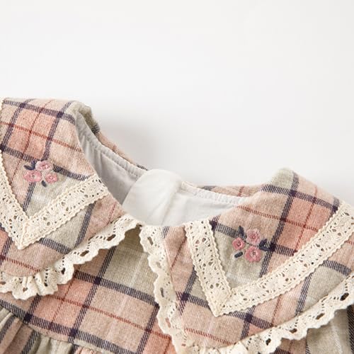 DAVE&BELLA Baby Girls Boho Dresses, Floral Print Playwear Smoked Dress for Toddler A-Line Cotton Casual Fall Winter Clothes2