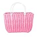 Cabilock Einkaufskorb Tragbar Gewebter Korb Geflochtene Damen Shopper Einkaufstasche Strandtasche Badetasche Aufbewahrungskorb mit Kurzem Griff (Rosa)