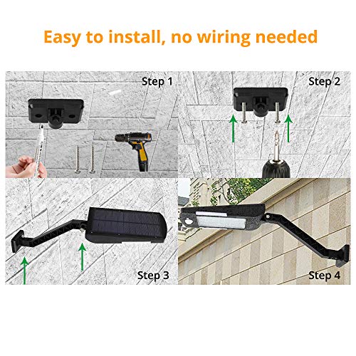 Solar Lights Outdoor, KUFUNG 48 Led Lamp, Wireless Waterproof Solar Flood Light, Security Motion Sensor Light Outdoor Luces Solares for Deck, Fence, Patio, Front Door, Gutter, Yard, Shed, Path(4 Pack)