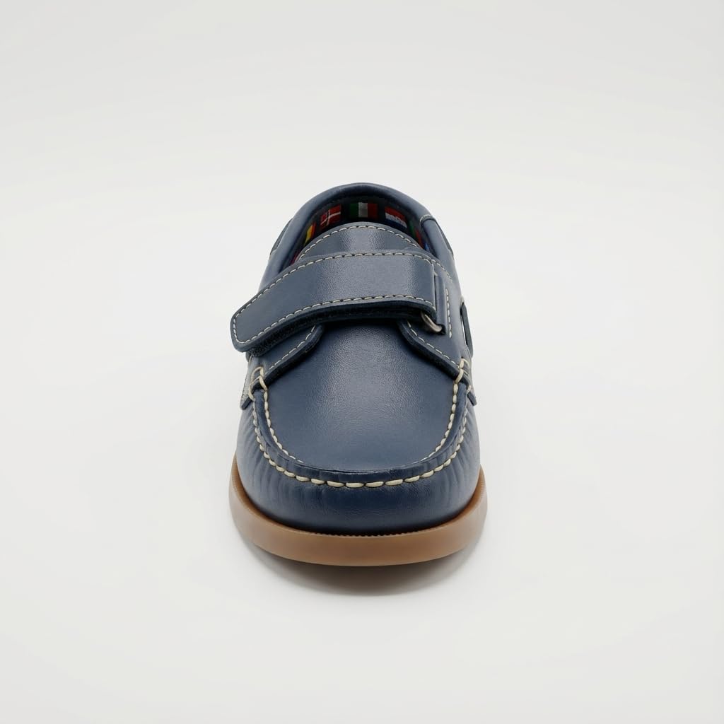 Zapatos Náuticos Niño Piel con Cordones para Colegio y Uniforme. Mocasines de Cuero y Serraje Suela Goma Antideslizante y Flexible. Calzado Infantil Escolar de Vestir Comunión Resistente y Cómodo
