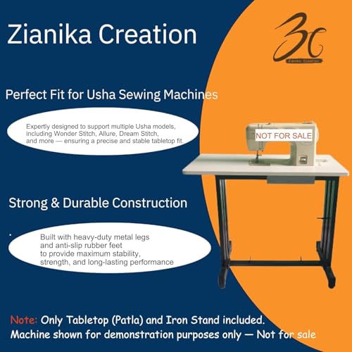 Image of Extension Table Top with Stand for Sewing Machines | Customized Table Top with Brand /Shop or Merchant Name (Compatible with Usha Janome Stitch Magic)