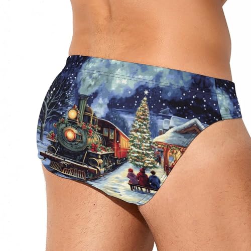 Snowy Train Men's Swim Trunks Briefs Swimsuit Swimwear Bathing for Underwear Beach4