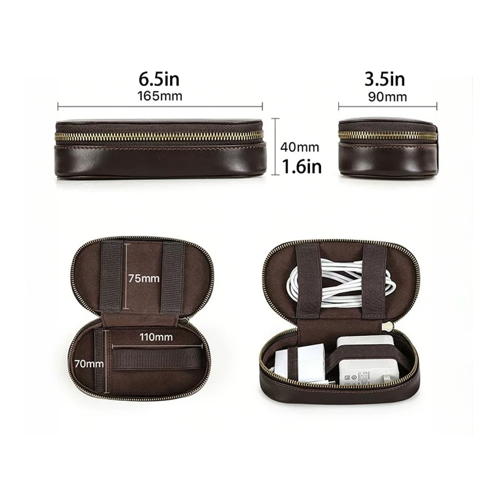 Estuche Organizador de Cables de Viaje de Cuero, Accesorios electrónicos, Bolsa de Transporte, Bolsa de Almacenamiento tecnológico for Cables, Banco de energía