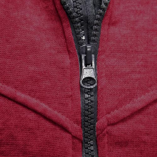 Hoodies For Men Casual Long Sleeve Zip Jacket Trendy Solid Color Coat Lightweight Drawstring Sport Outwear With Pocket4