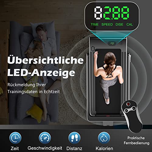 GOPLUS 2-in-1 inklapbare loopband met afstandsbediening, elektrische loopband met app-bediening, bluetooth, mobiele telefoonhouder, snelheid 1-12 km/u instelbaar, tot 120 kg - Afbeelding 3