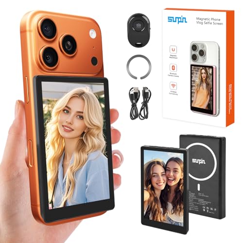 SUNPIN Vlog Selfie Monitor Screen, Wireless 4K/1080p Back Camera Monitor for Vlog Live Stream TikTok, Compatible with iPhone & Android