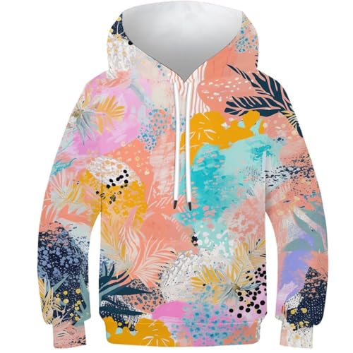 Sweat à capuche fleurs colorées 3D pour ados 10-12 ans
