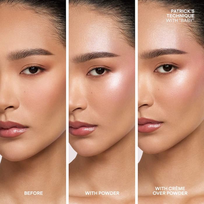 P4TRICK.TA Major Glow Creme & Powder Light Reflecting Translucent Highlighter Duo - Dual Cream & Powder Formula for Radiant, Natural Glow - Vegan & Talc-Free - Baby - pink shimmer