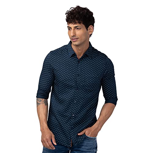 Image of Spykar Men's Slim Fit N /A Full Sleeve Printed Casual Shirts