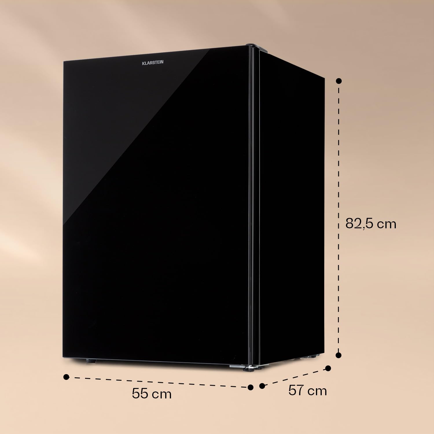 Klarstein Pluto - congelador, puerta frontal, 1 balda, termostato con 5 niveles, hasta -18 °C, patas regulables en altura, 39 dB, 80 litros de capacidad, negro