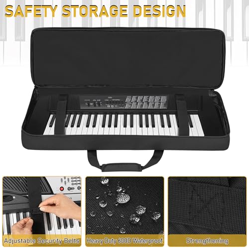 Image of 49 Key Keyboard Case, Portable Keyboard Piano Waterproof 600D Oxford Cloth with Adjustable Straps, Key Keyboard Gig Bag Case 31.1 inchx3.9 inchx10.2 inch