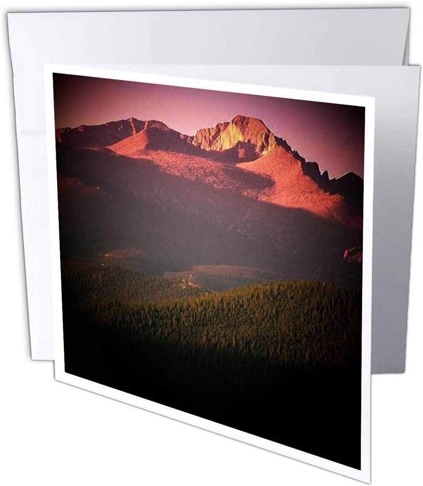 3dRose gc_26282_2 6 x 6-Inch "Longs Peak in Spotlight Rocky Mountain National Park" Greeting Card (Pack of 12)