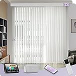 Smart Motorized Vertical Blinds for Windows Alexa & Google Compatible Light Filtering Electric Blinds with Remote Control Complete Track & Slats Set White