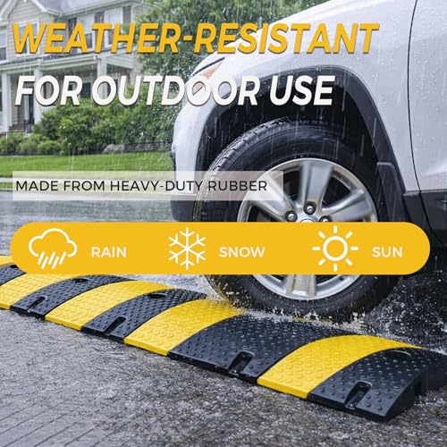 Image of BESEA 36 inch Rubber Speed Bumps for Driveway 2 Pack, Portable Heavy Duty