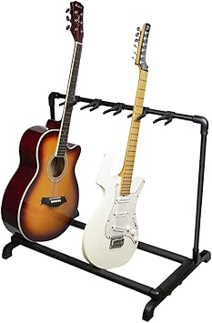 Multi Guitar Rack Stand 5 Holder Foldable Universal Display Rack Portable Guitar Holder Guitar Storage Organization Stand Rack Display Decor for Band Stage Bass Acoustic Guitar