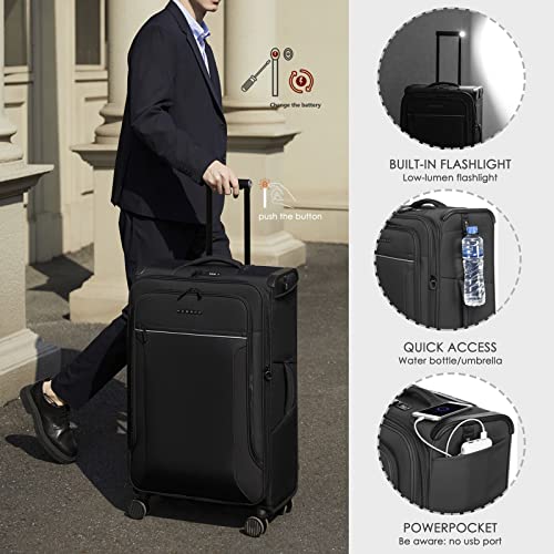 Verage Toledo Softside Expandable Luggage With Spinner Wheels, Lightweight Suitcase With Flashlight, Men And Women,Black, Checked-Large 29-Inch #TOP2