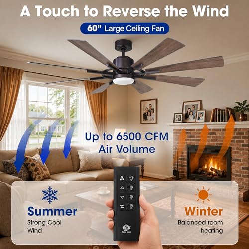 60 Inch Ceiling Fan with Light and Remote Farmhouse Windmill Chandelier Fan by Parrot Uncle - Used condition - Image 7