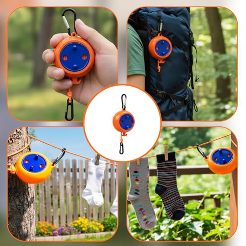 2 Stück Wäscheleine Ausziehbar (10m) – Tragbare Camping Wäscheleine & Reise Wäscheleine – Aufrollbar, Verhedderungsfrei & Robust – Ideal für Outdoor, Garten, Balkon & Wohnmobil